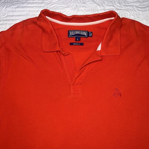 VILEBREQUIN Polo Shirt Men’s Size L Orange Short Sleeve Logo Preppy Athletic - Picture 2 of 16
